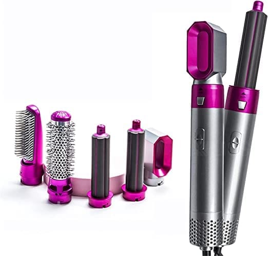 Hair Dryer Brush 5 In 1 Electric Blow Dryer Comb Hair Curling Wand Detachable Brush Kit Negative Ion Straightener Hair Curler - beautysweetie