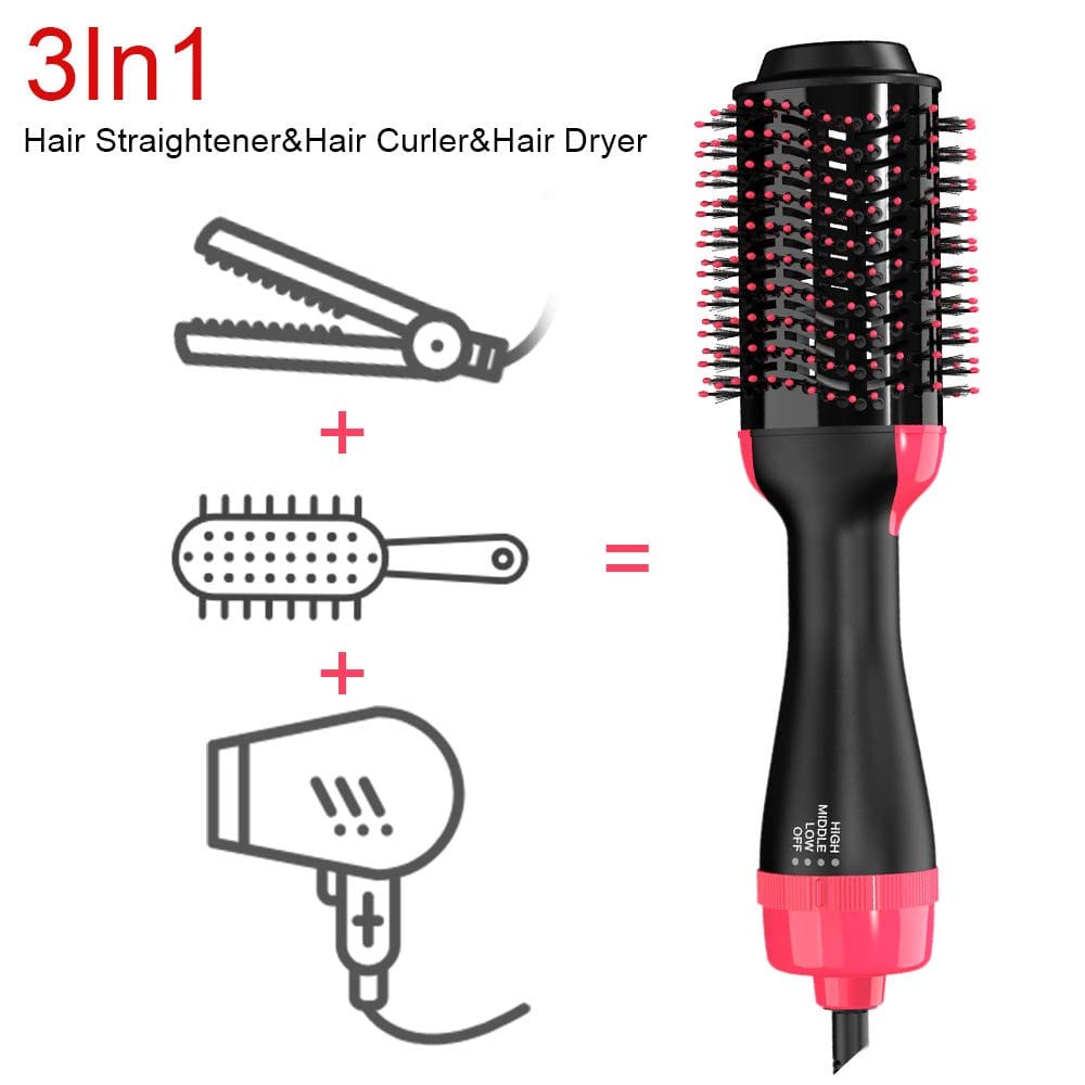 Professional Hot Air Brush Straightening Hair Dryer comb and Volumizer with Straightener Curler for Girls, Women - beautysweetie