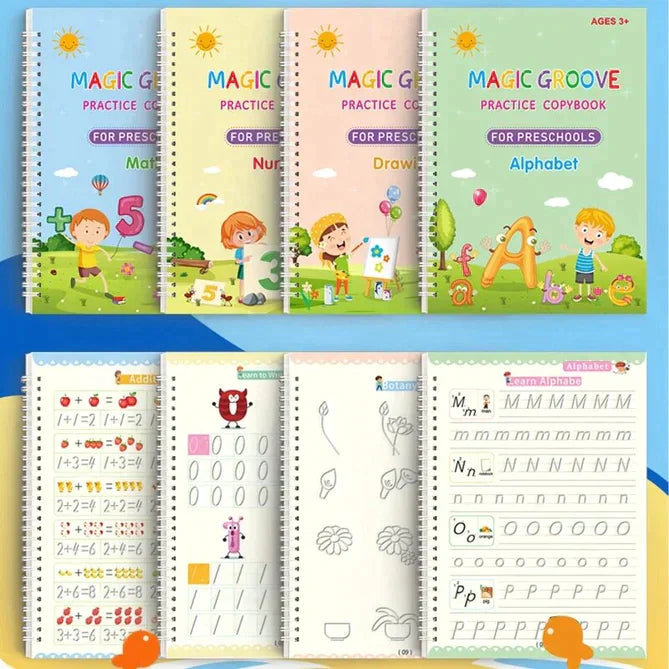 Set of 4 Reusable Handwriting Kids Magic Book